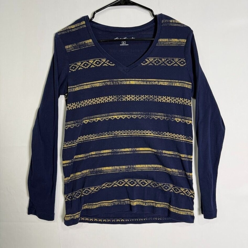 Eddiie Bauer junior's‎ Girls  Size XL Blue/Gold L-Sleeve Shirt
